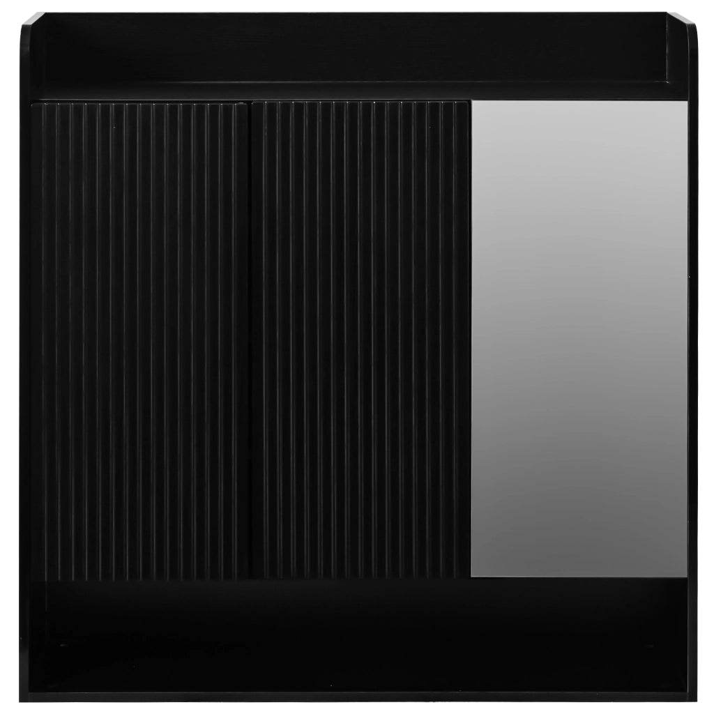 Scarpiera con Specchio Intero e Struttura a Righe Nere ¨C Xylo ¨C Nero, Multiripiano