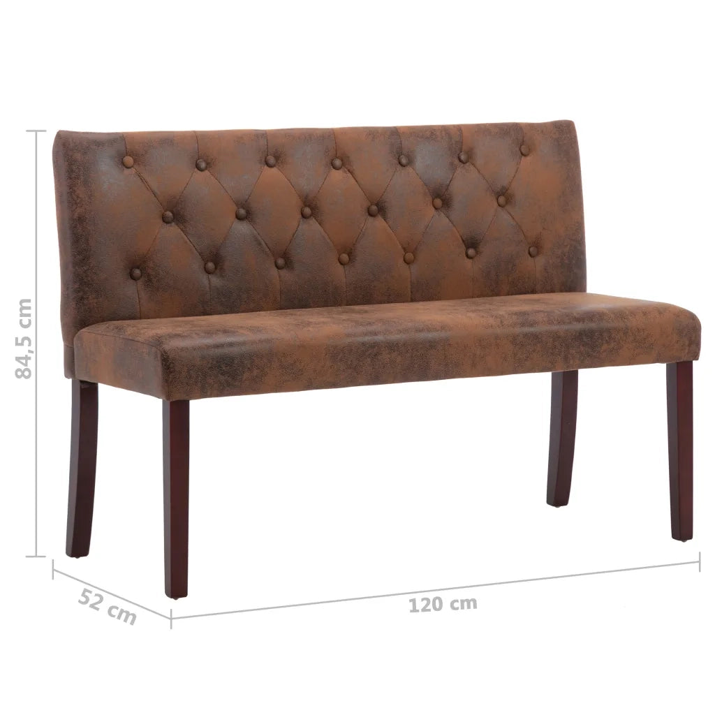 Panca-Sgabello 120 cm Marrone in Similpelle Scamosciata