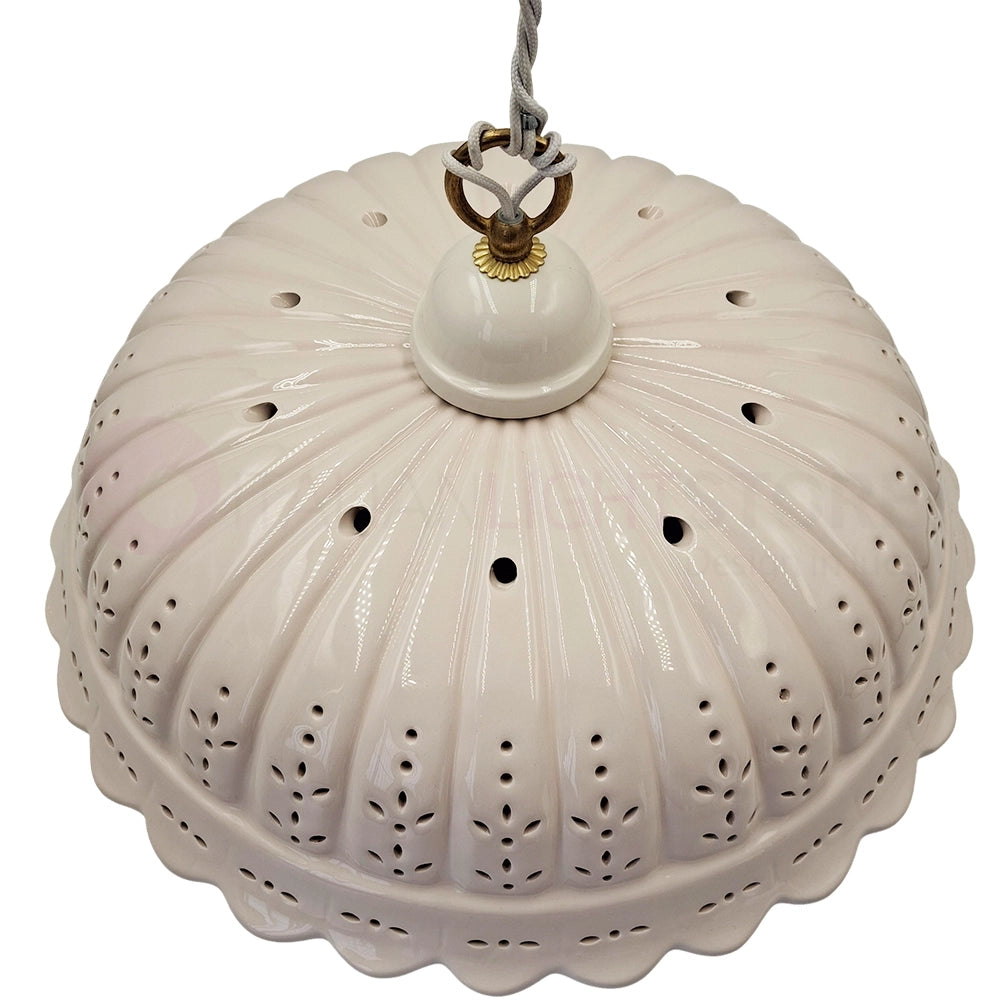 POMARANCE Lampadario in Ceramica Traforata Ø41 Rustico Country