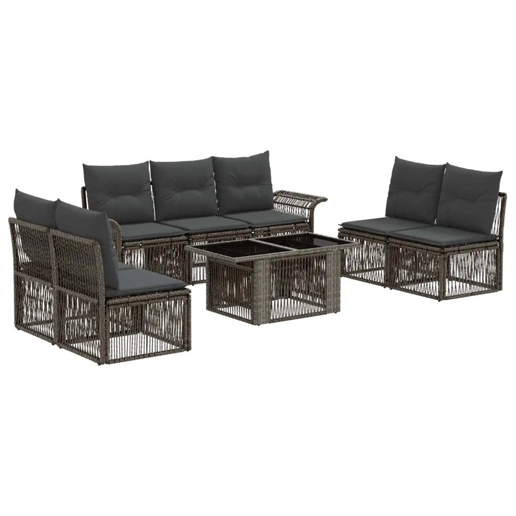 Set Divano da Giardino 8 pz Grigio e Grigio Scuro polyrattan 3436622