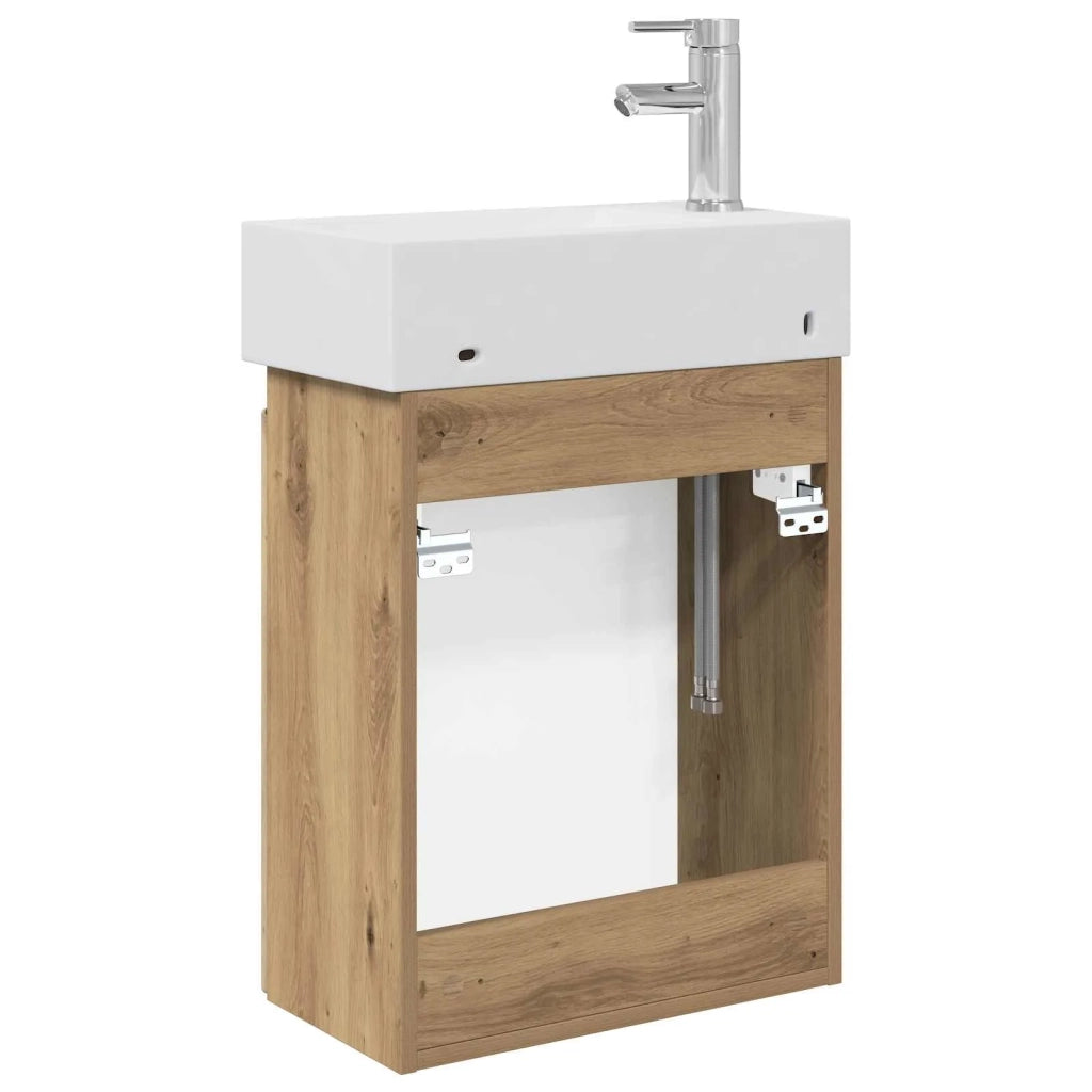 Mobile Bagno | Armadio da bagno con rubinetto Rovere Artigianale