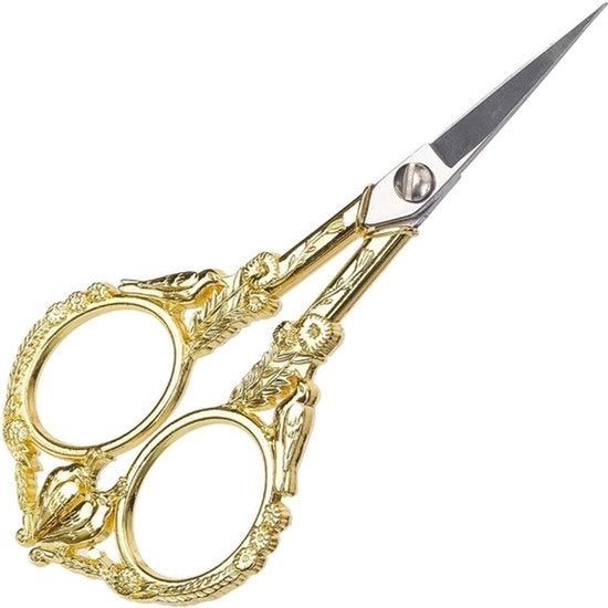 Scaletta per cucire vintage a stile antico con becco in acciaio inox - penna dorata con disegno di uccello, drago e fenice per hobby e artigianato