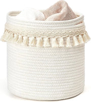 Decorazione boho per bambino in cotone, macramé con asta, piccola, graziosa, penna intrecciata, cassettone, contenitore per giocattoli, riviste, soggiorno, camera da letto