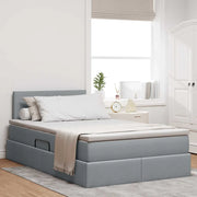 Letto con contenitore e LED Grigio chiaro 120 x 200 cm Tessuto