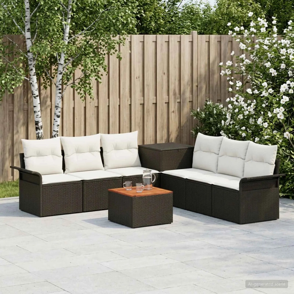 Set di divani 8 pz Nero e Bianco Crema 3447997
