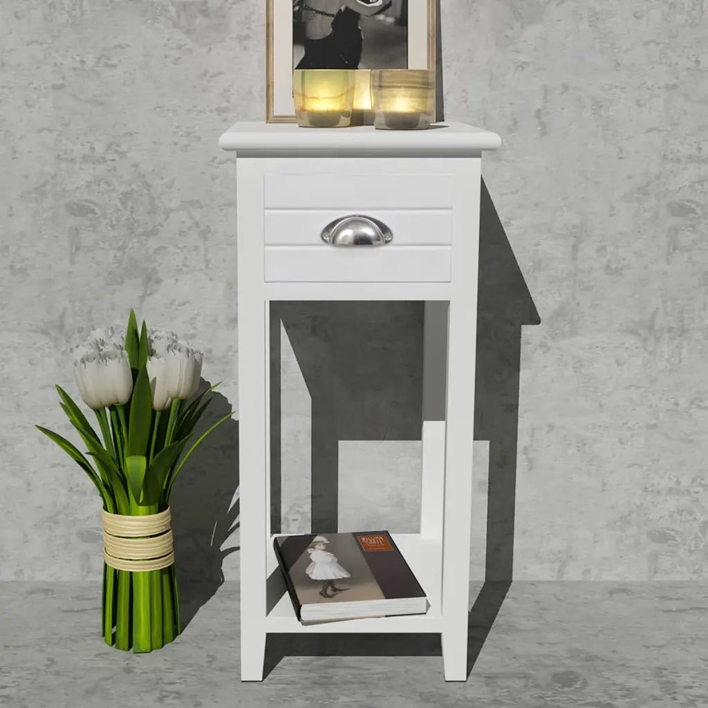 Comodino con 1 Cassetto Bianco 242040