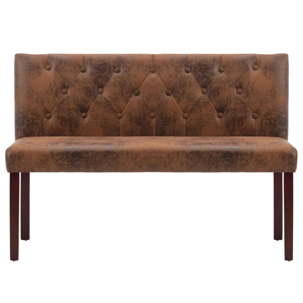 Panca-Sgabello 120 cm Marrone in Similpelle Scamosciata