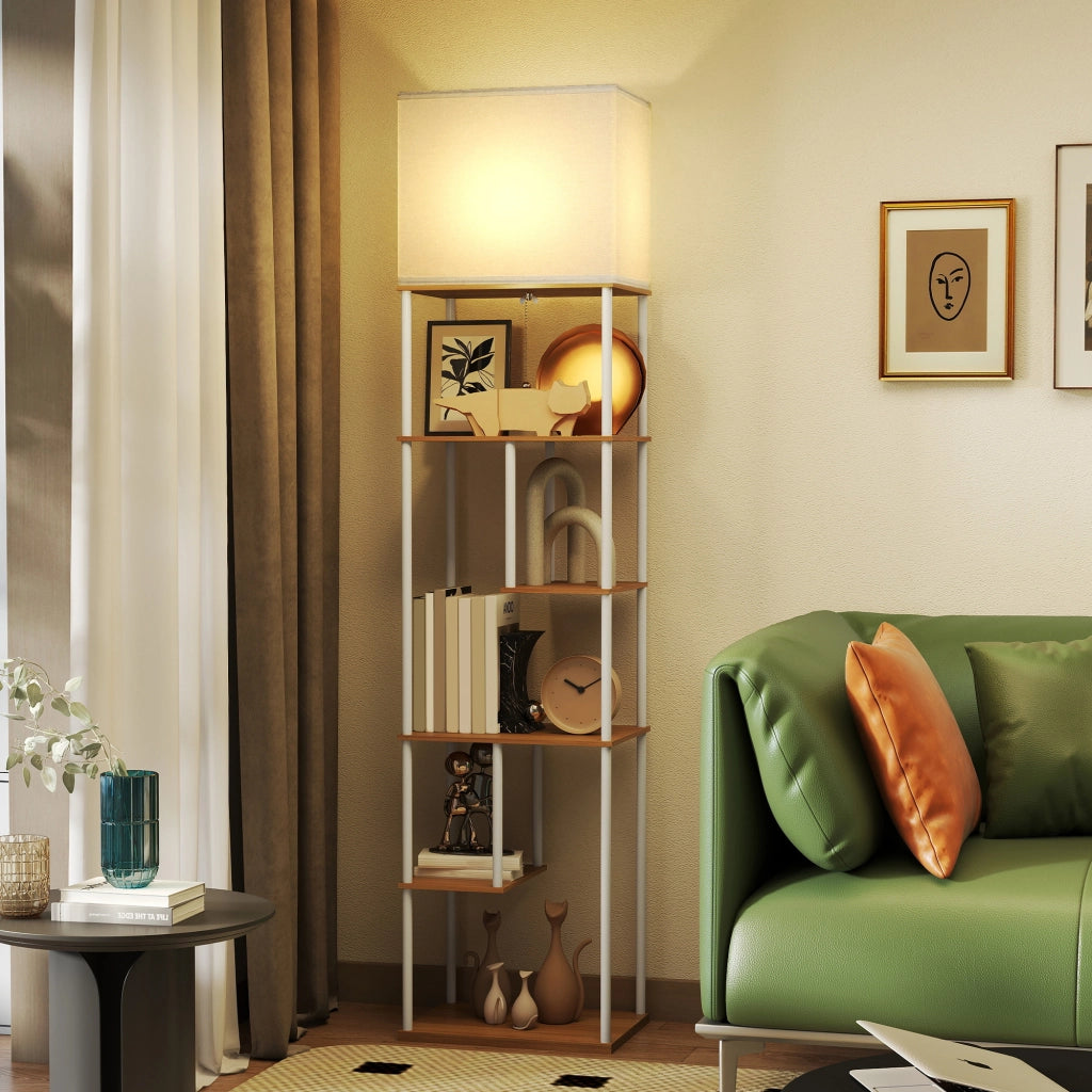 Lampada da Terra con Scaffale Temperatura Colore Regolabile 3000K-6500K ¨C Minimal ¨C Nero