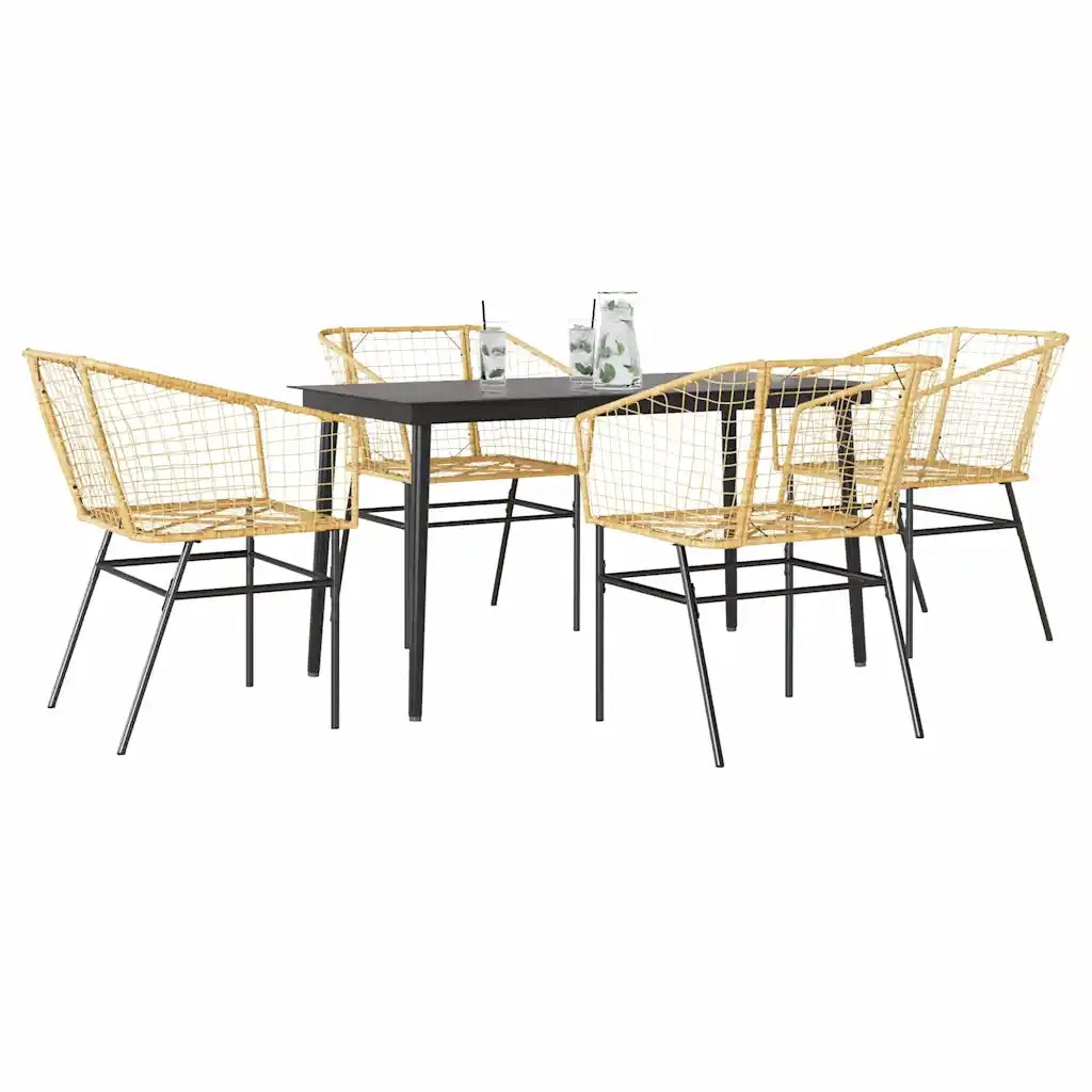 Set da Pranzo da Giardino 5pz Polyrattan Vetro 3334494