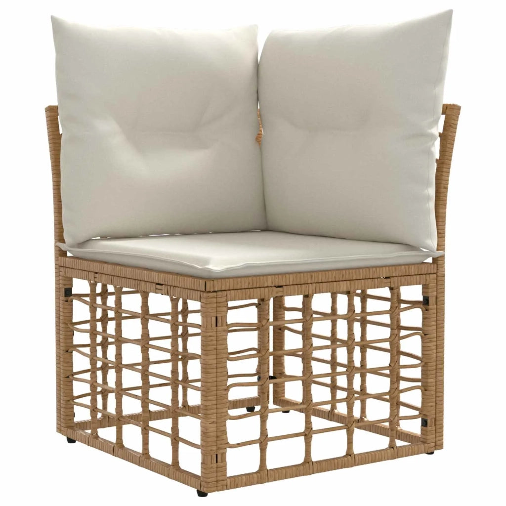 Set Divano da Giardino 12 pz Naturale e Bianco Crema polyrattan 3438032
