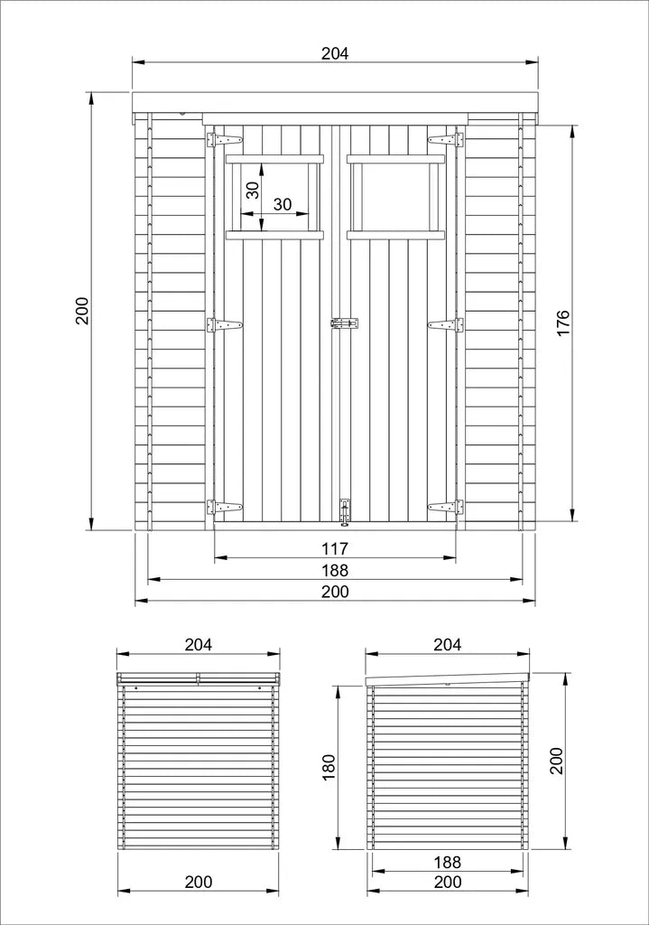 TIMBELA M309 Casetta da Giardino in Legno per Esterni - A200x204x204cm/3.53 m2