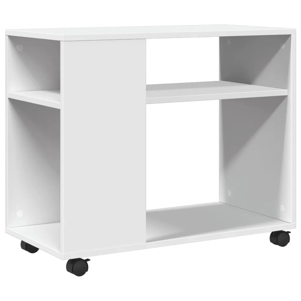 Tavolino con Ruote Bianco 70x35x60 cm in Truciolato 853146