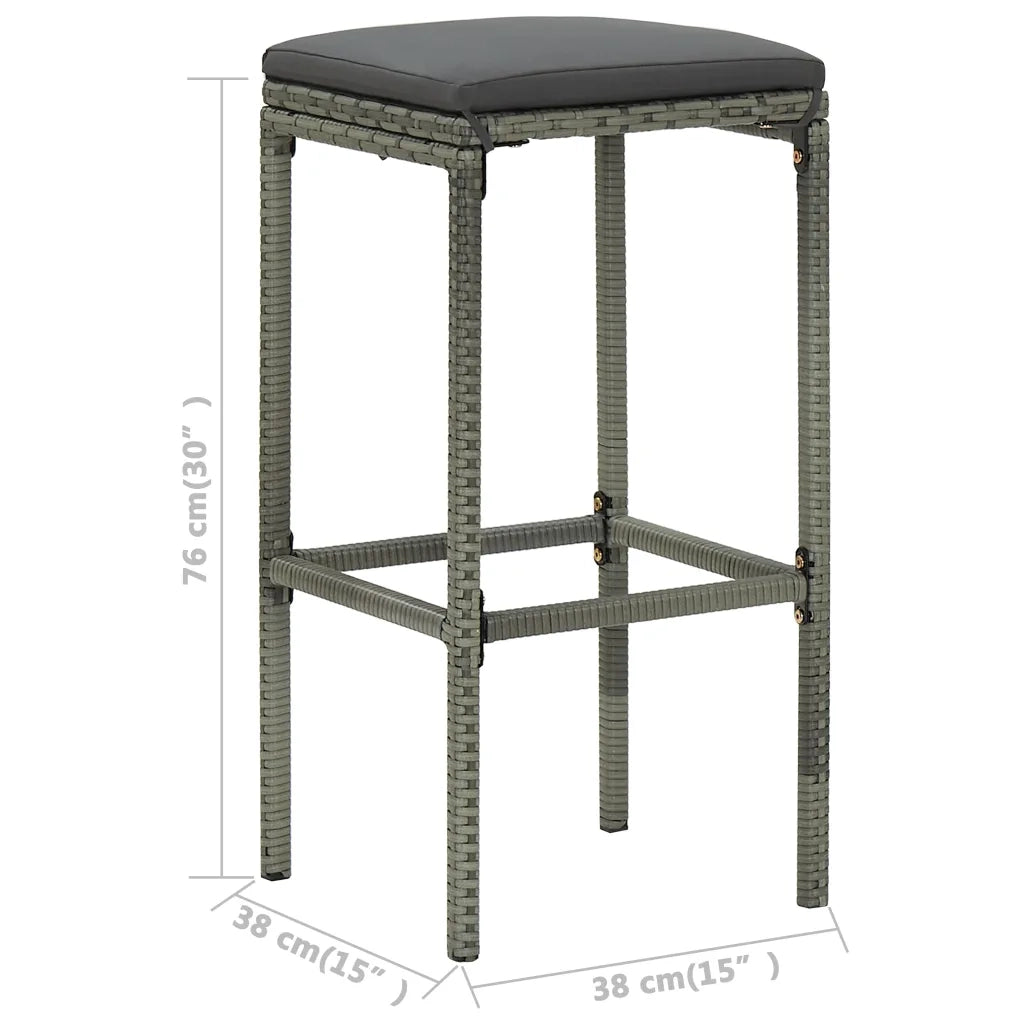 Set Bar da Giardino 5 pz | Set Salotto da Giardino con Cuscini Grigio