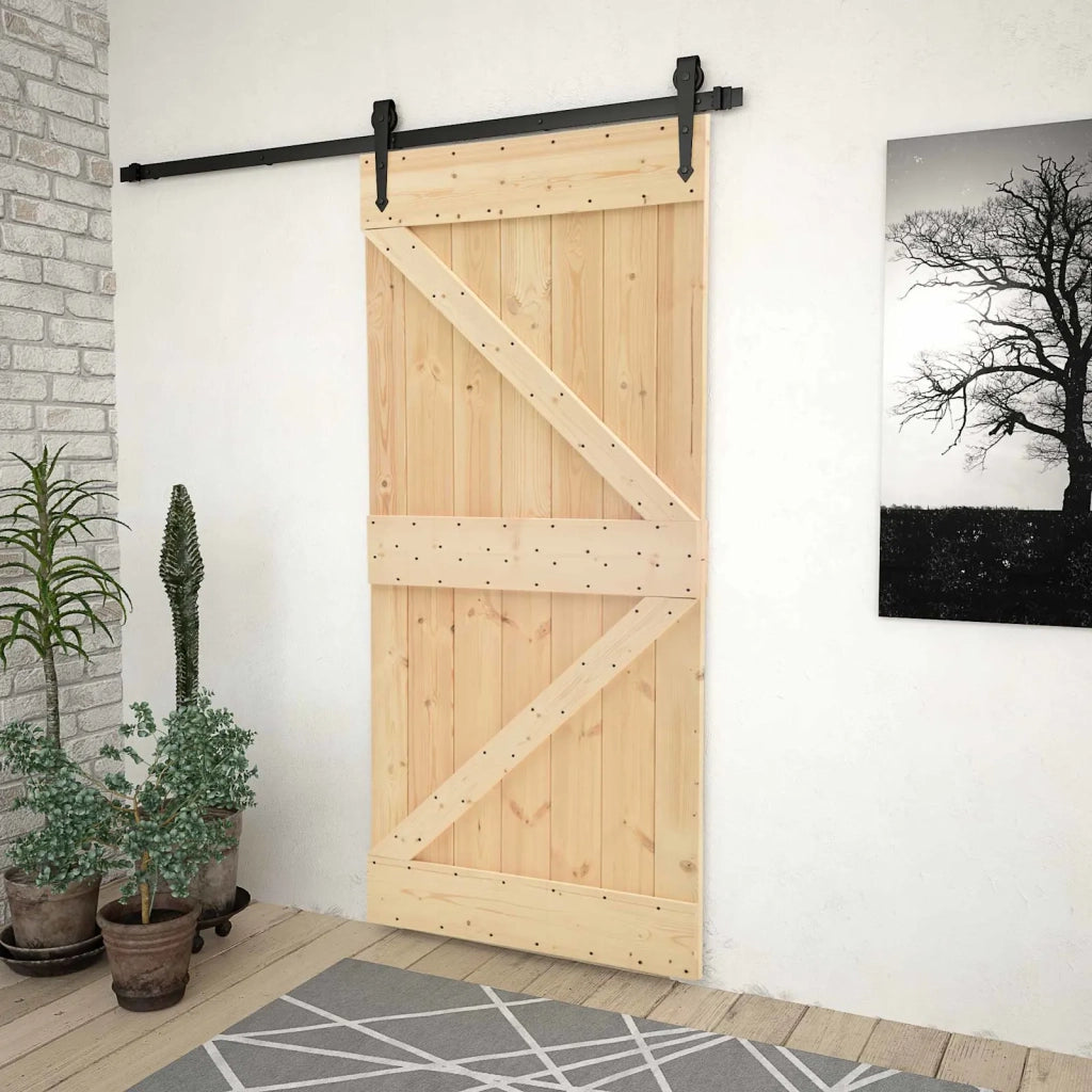 Porta scorrevole Naturale e Nero 80 x 210 cm 3444850