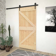 Porta scorrevole Naturale e Nero 80 x 210 cm 3444850