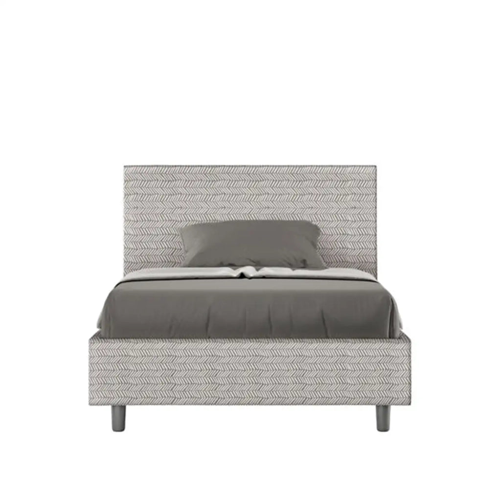 Letto una piazza e mezza contenitore imbottito 120x200 tessuto Aragona 1 bianco Adele