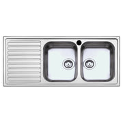 LAVELLO INOX INCASSO 116X50CM 2 VASCHE CON GOCCIOL