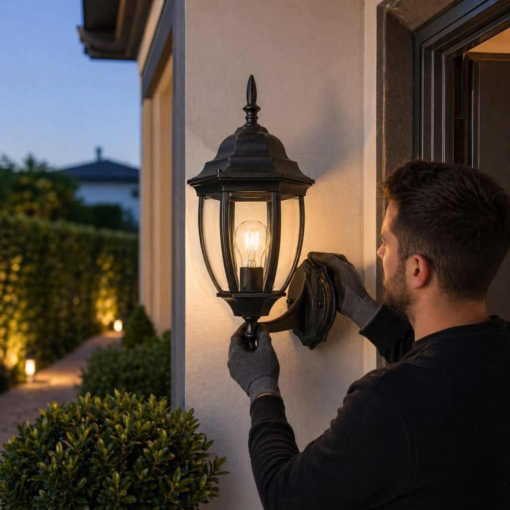APPLIQUE DA ESTERNO LANTERNA NERA PARETE E27 MAX 60W CLASSICA GIARDINO IP44 A2-S