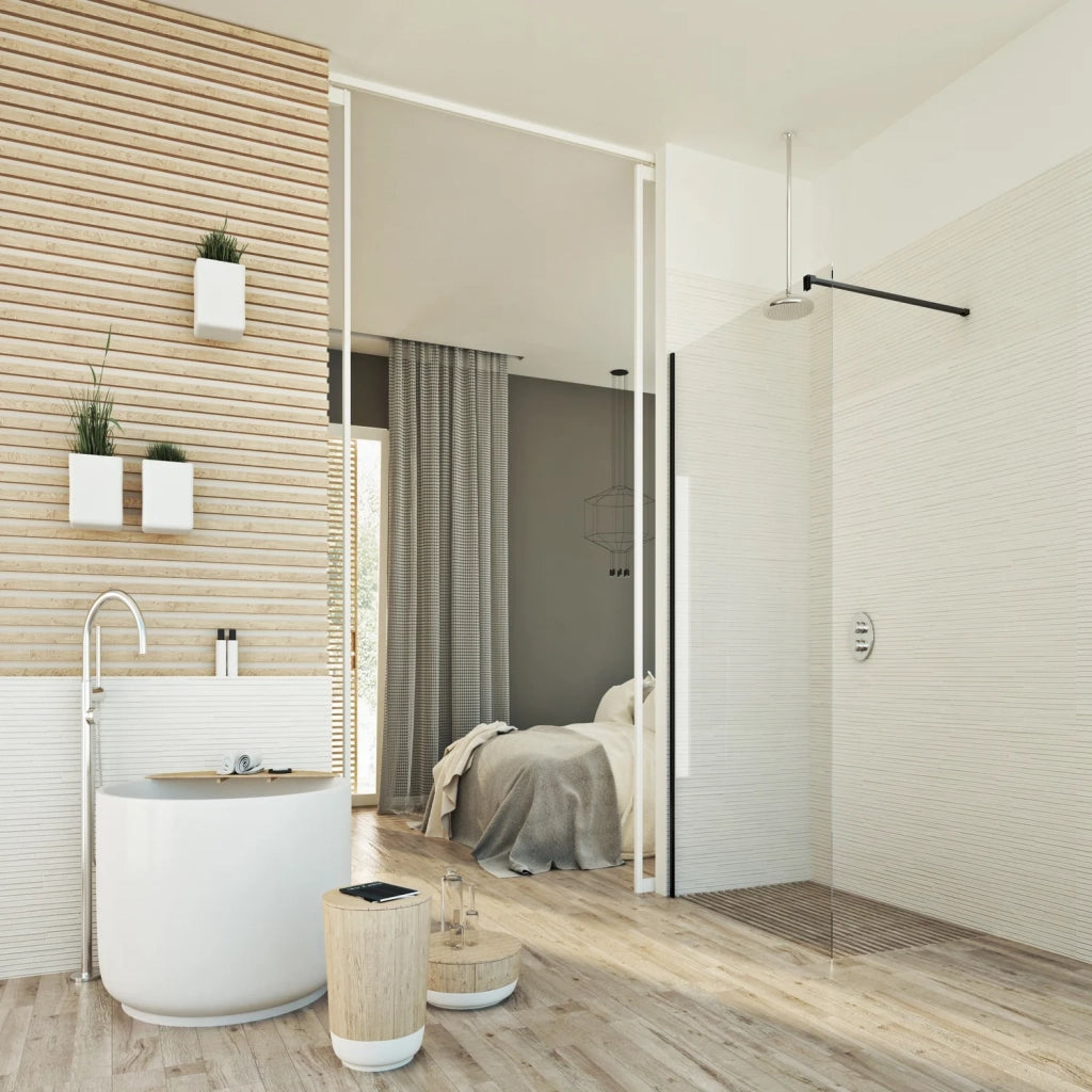 Parete doccia 80 CM 198 CM in vetro trasparente 8 MM mod. Walk in Black Lato