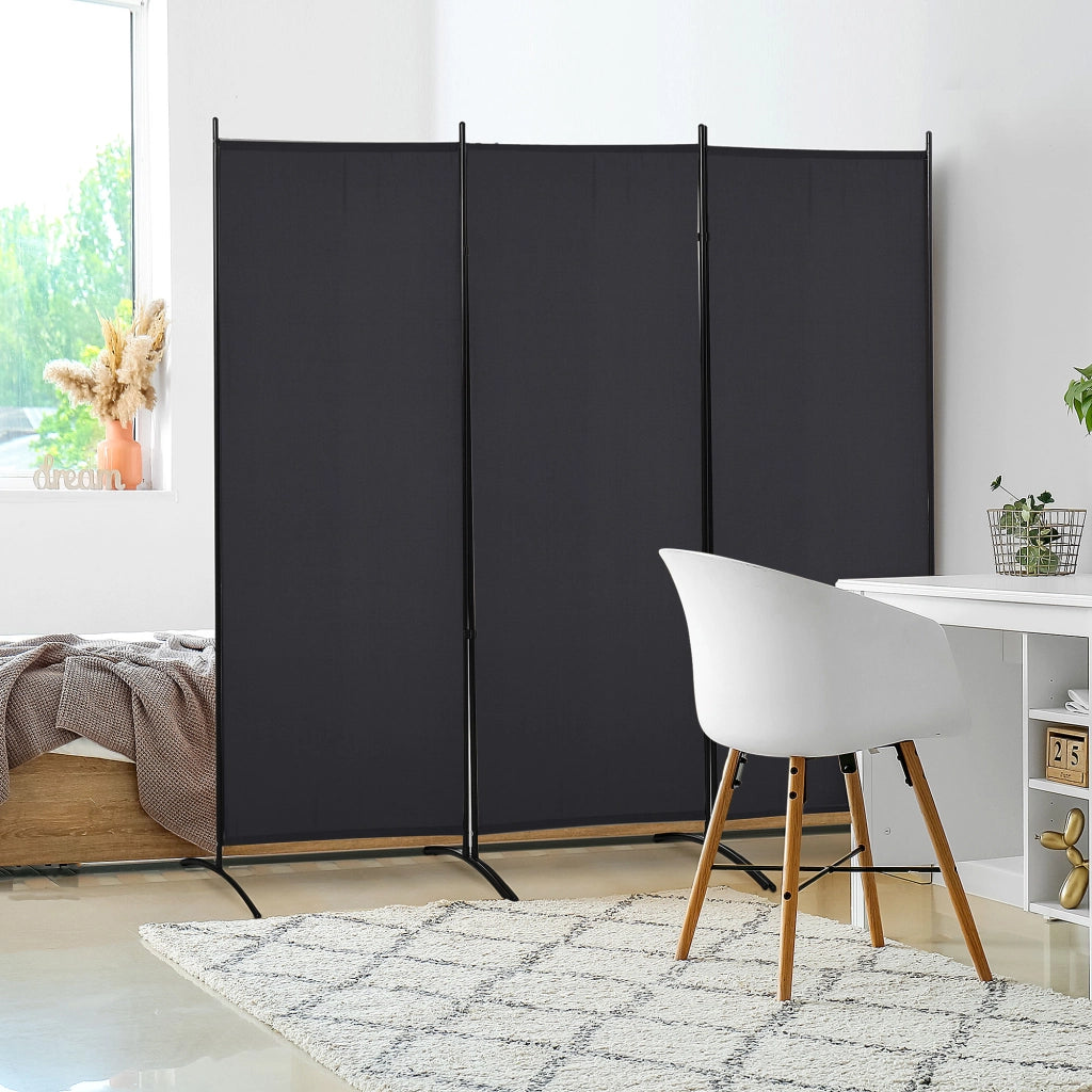 Paravento 3 Ante Pieghevole ¨C Minimal ¨C Nero Metallo 182x253 cm
