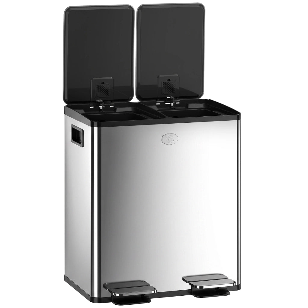 Bidone per rifiuti cucina doppio ¨C zephmum ¨C 2x20L, coperchi soft close