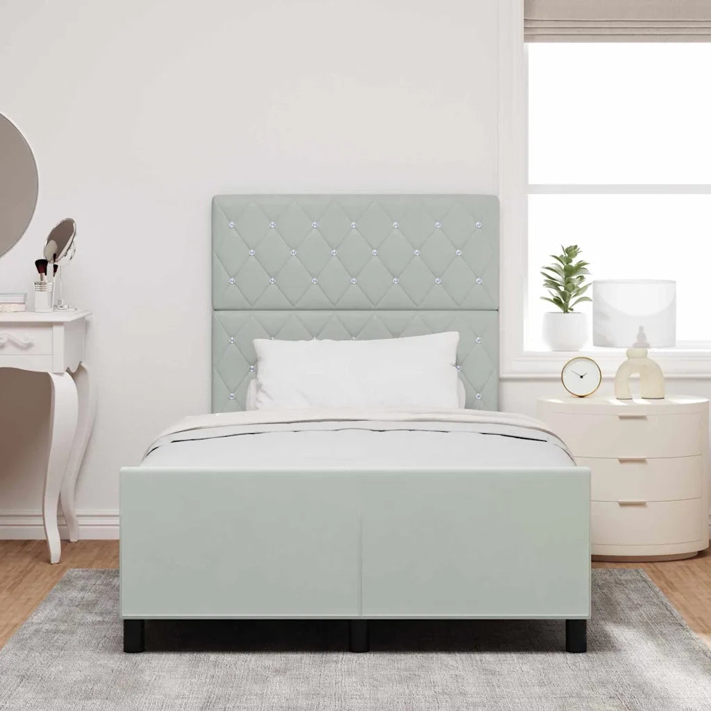 Letto a molle con testiera Grigio chiaro 120 x 200 cm Velluto