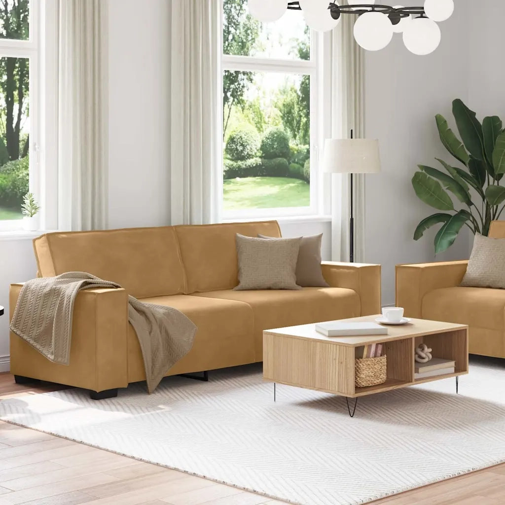 Set di Divani 2 pz con Cuscini Marrone in Velluto 3324707