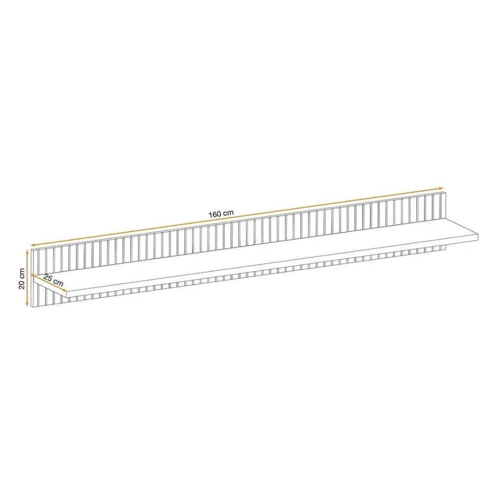 Scaffale da muro NIELSEN – 160 cm quercia e nero – Design contemporaneo