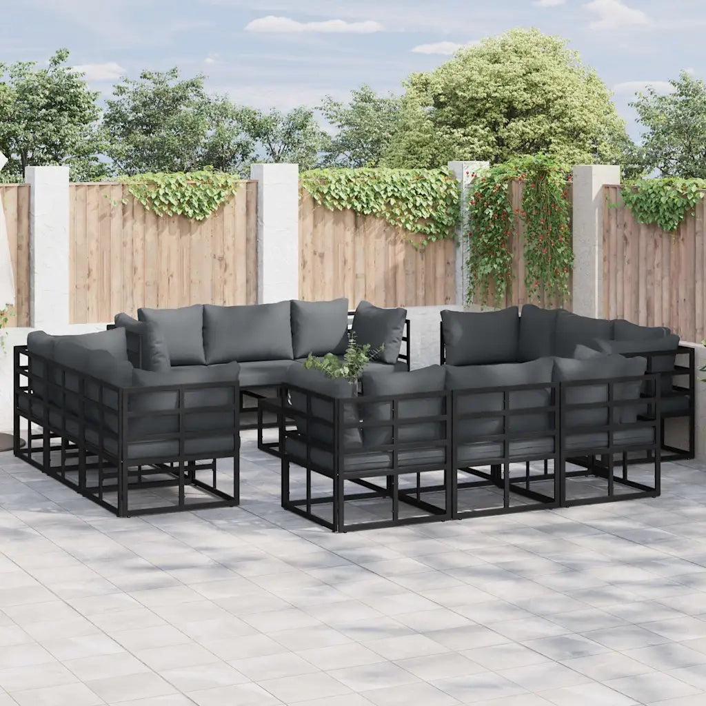 Set Divano da Giardino 13 pcs Nero Metallo 3378845