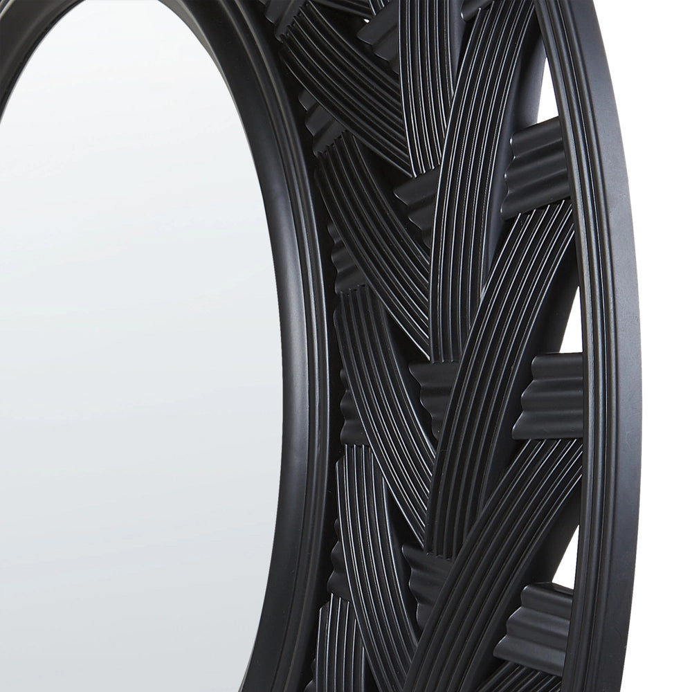 Specchio da parete tondo materiale sintetico nero 60 cm in stile moderno