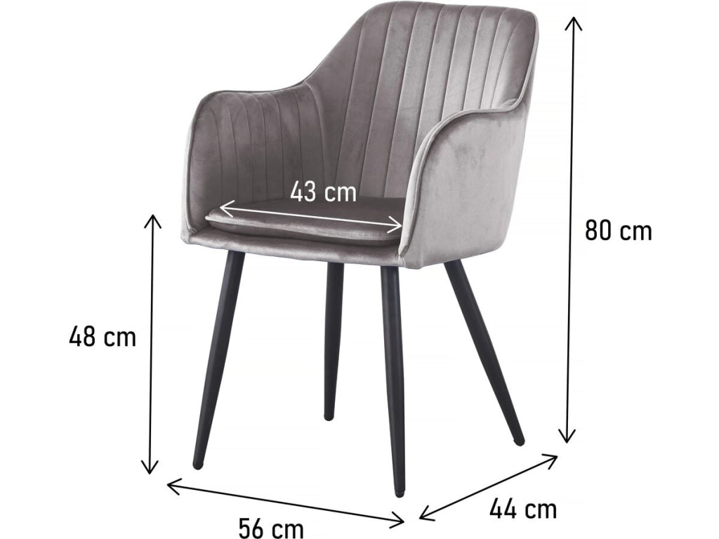 Set di 2 sedie in velluto con braccioli "Velma" - Grigio