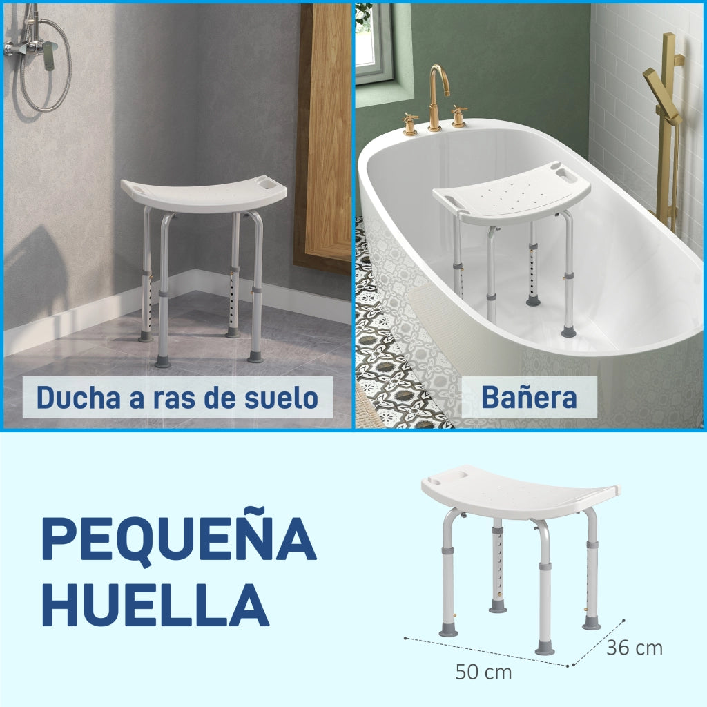 Sgabello da Doccia Bagno Regolabile ¨C Xylo ¨C Alluminio Antiscivolo Bianco per Anziani