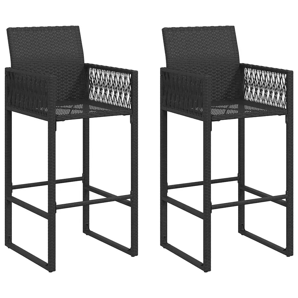 Sgabelli da Bar da Giardino 2 pz in Polyrattan Nero 368702