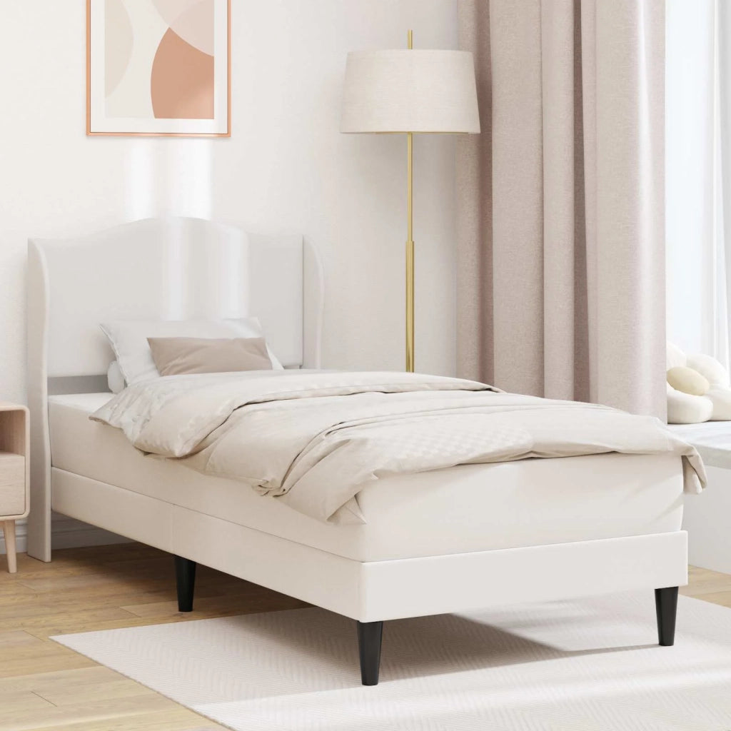 Letto singolo | Letto per adulti | Struttura del letto con testiera Bianco 100 x 200 cm Similpelle