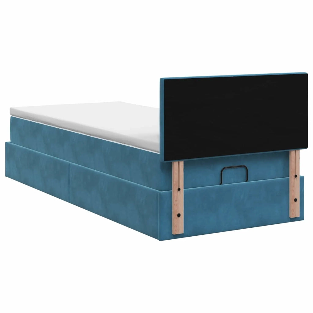 Letto ottomano con materasso Blu Scuro 100 x 200 cm Velluto 3456541
