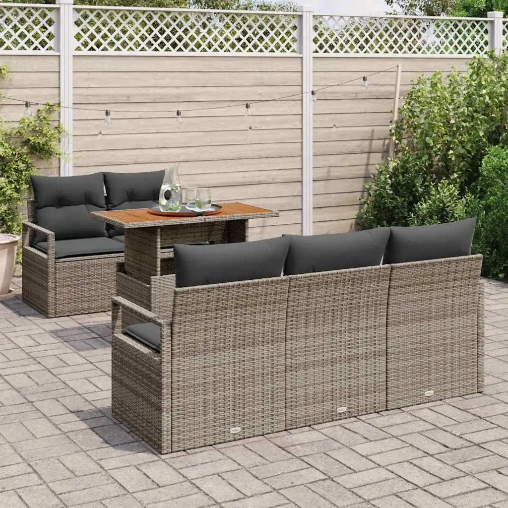Set Divano da Giardino 6 pcs Grigio Poly Rattan 3358386