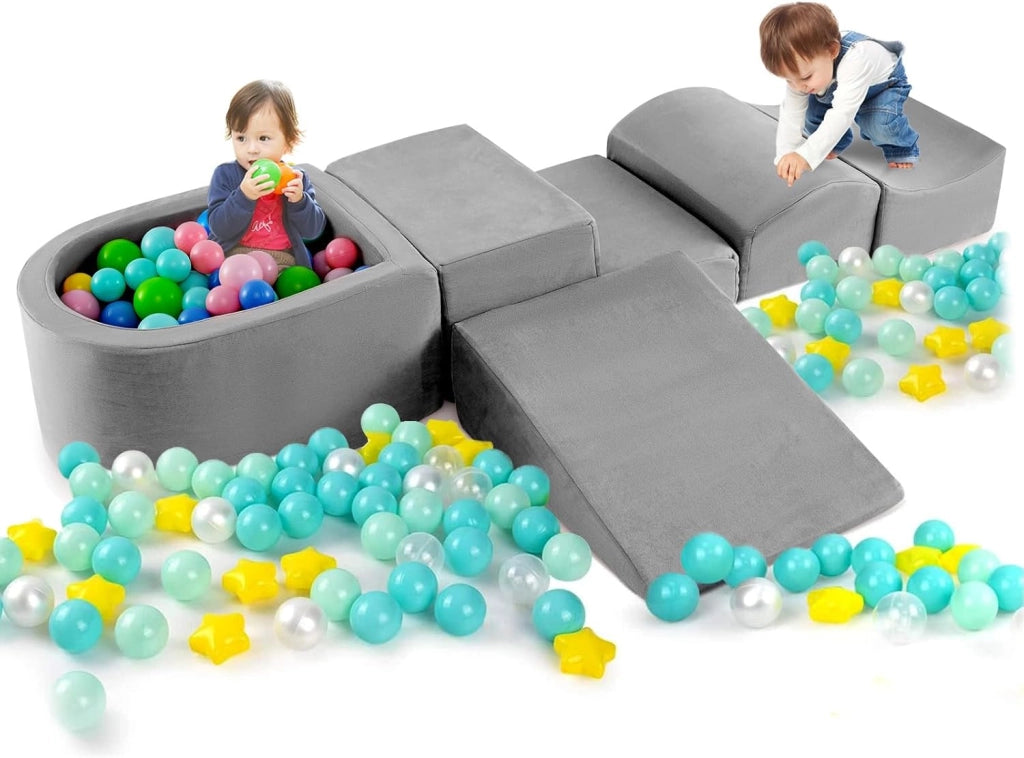 Set di 5 Pezzi Gioco in Schiuma, Blocchi con Piscina di Palline per Bambini, Coperture Lavabili con Cerniere, Blocchi Creativi per Stanza di Giocattoli, Camera da Letto (Navy)