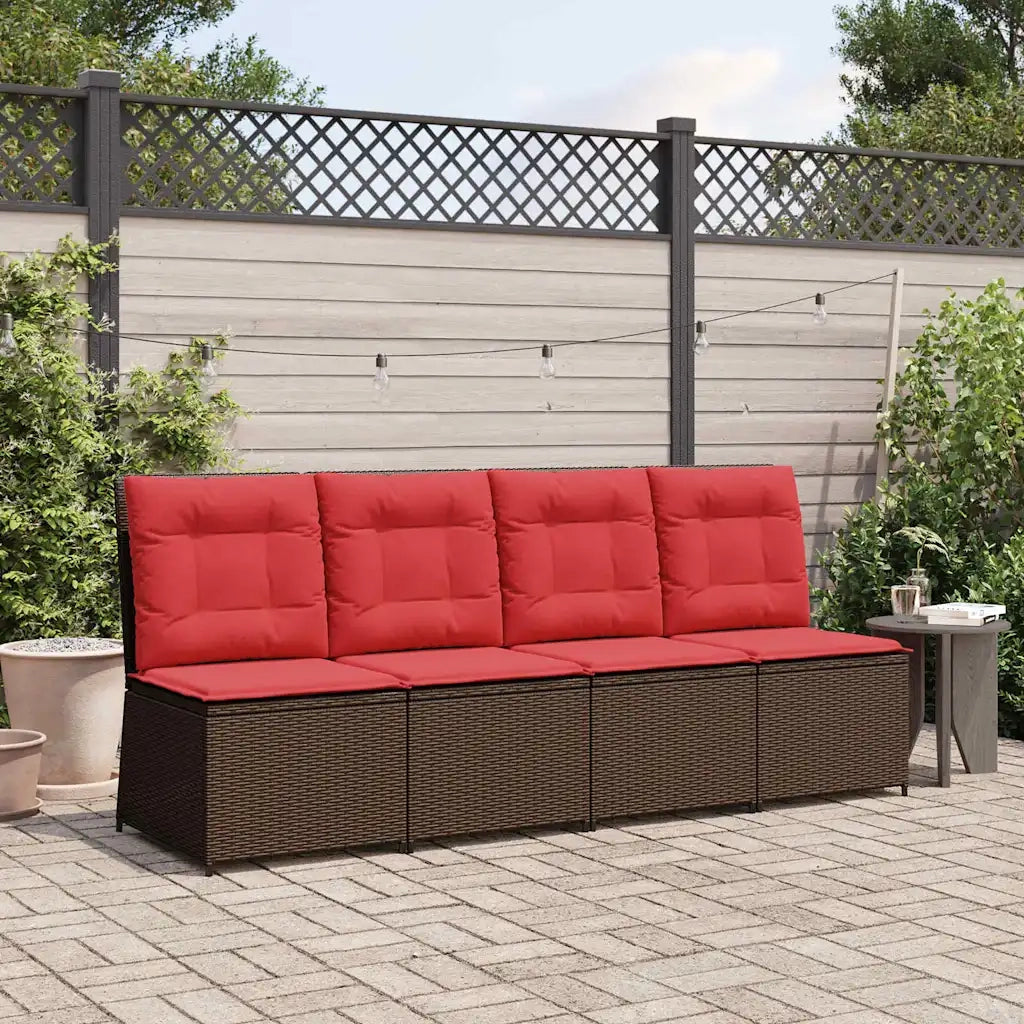 Divano da giardino con cuscino Marrone e Rosso polyrattan 3394482
