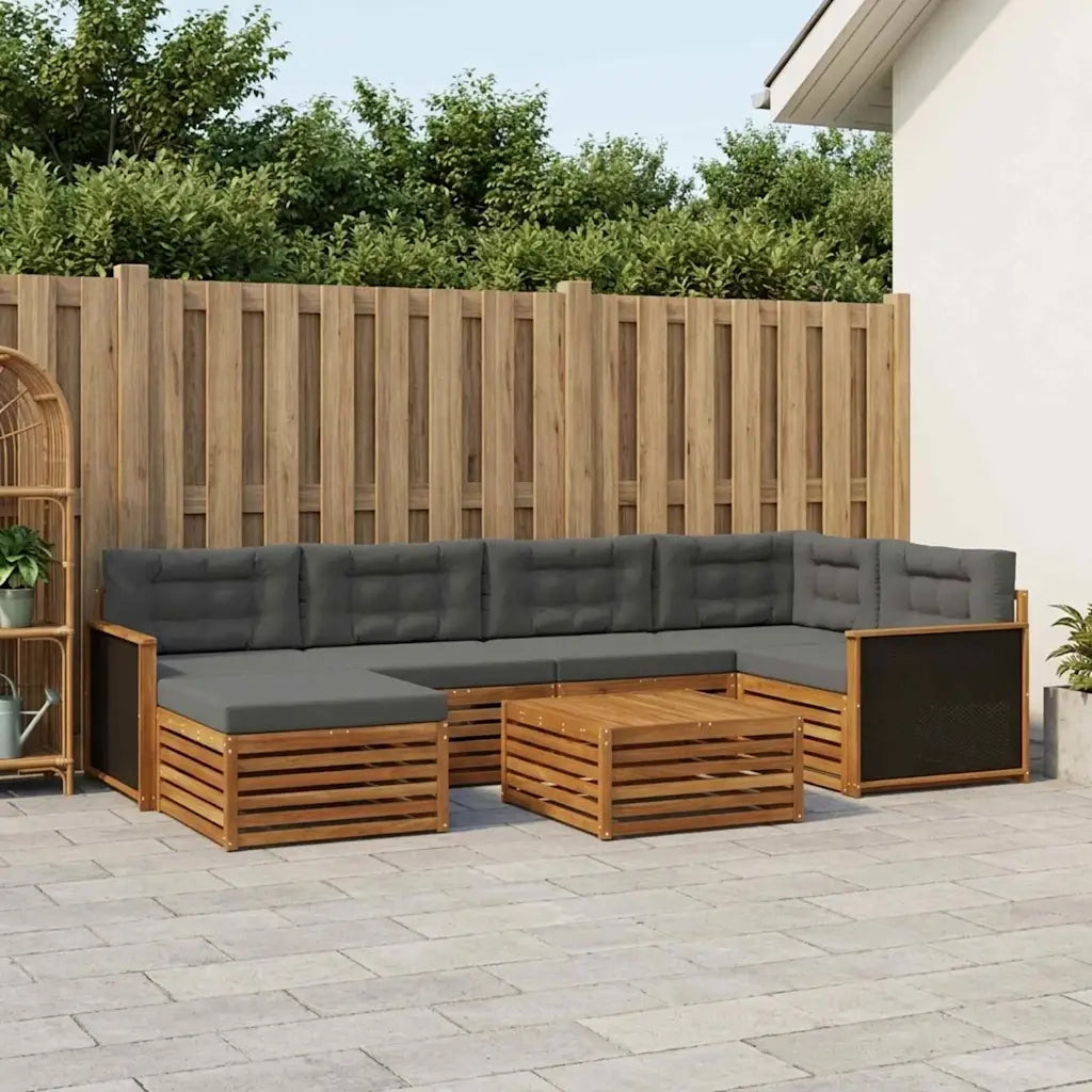 Set di divani da esterno con cuscino 7 pcs Naturale e Antracite 3383585