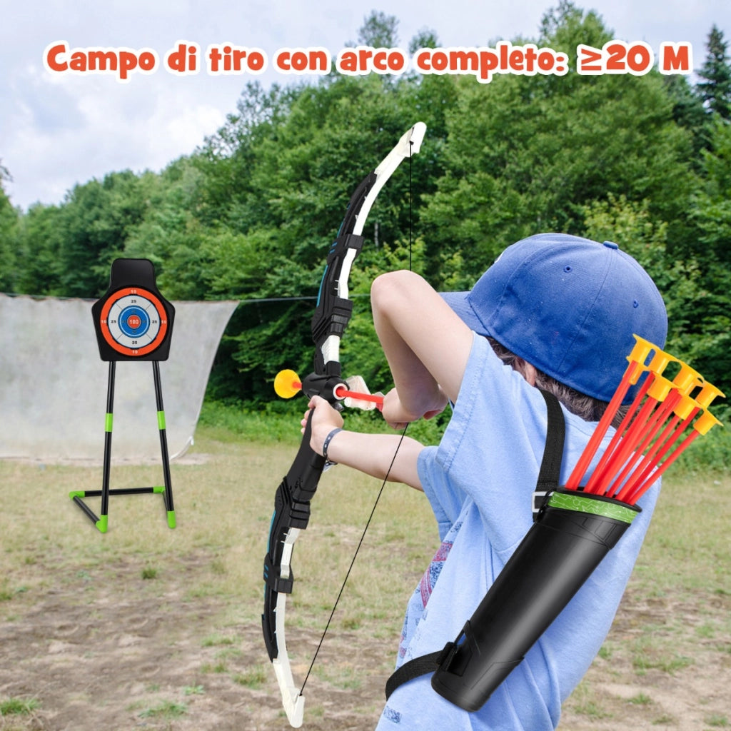 Set di 2 archi e frecce per bambini dai 3 anni in su, Set di giocattoli con arco frecce LED con 20 frecce a ventosa