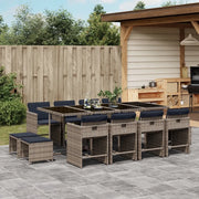 Set da pranzo da giardino da 13 pz con Cuscini in Polyrattan Grigio 3277932