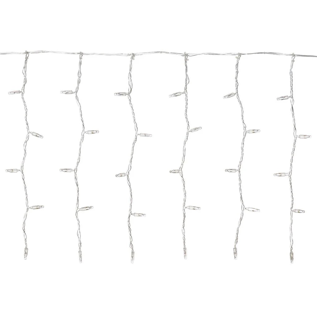 Tenda con maxiled bianco caldo o bianco freddo, cavo trasparente, prolungabile diverse misure - bianco-caldo - 0.5 M -.
