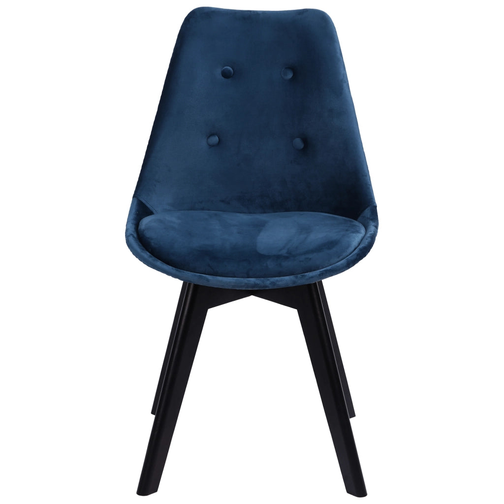 Set di 4 sedie NORA in velluto blu con cuscino