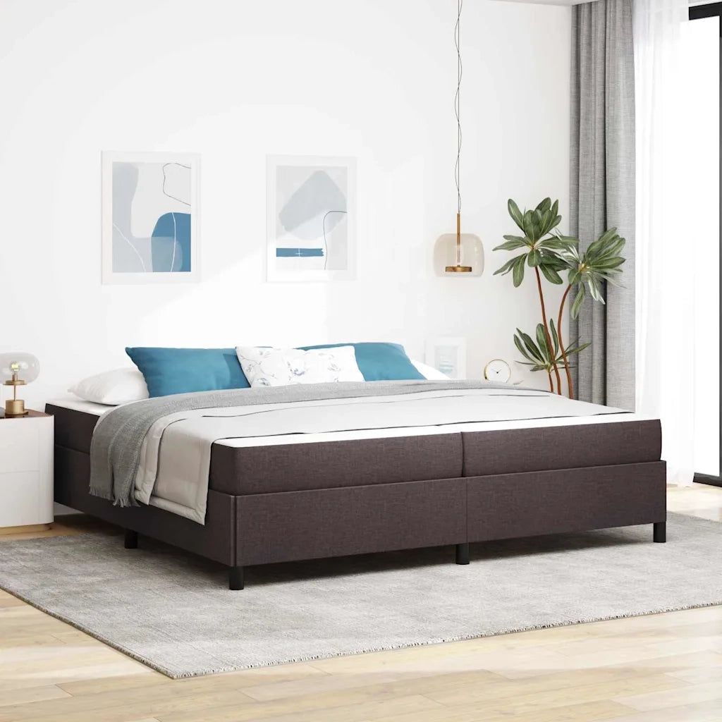 Letto a molle con materasso Marrone Scuro 200 x 200 cm Tessuto