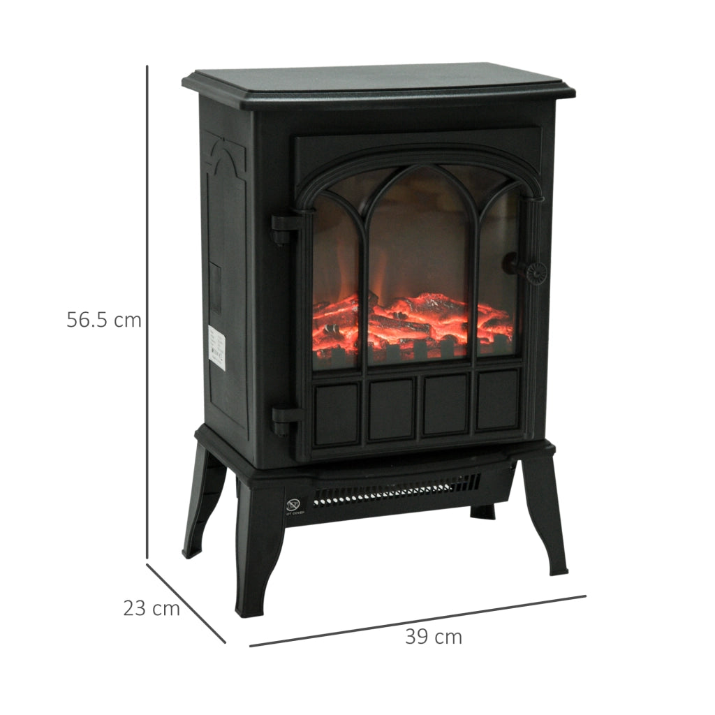 EasyComfort Camino da Terra Elettrico Potenza 1000W / 2000W con Effetto Fiamma Luminosità Regolabile, Caminetto Elettrico con Temperatura Regolabile e Protezione Anti Surriscaldamento, 39x23x56.5cm, Nero