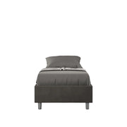 BS COM Letto singolo con rete imbottito 80x200 microfibra grigio