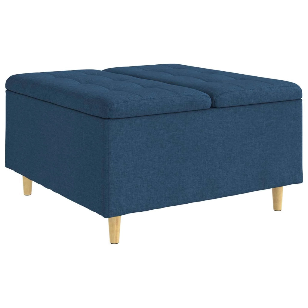 Pouf contenitore con cuscino Blu 80 x 80 x 45 cm Tessuto 876838