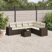 Set Divani da Giardino 7 pz con Cuscini Marrone in Polyrattan 3254960