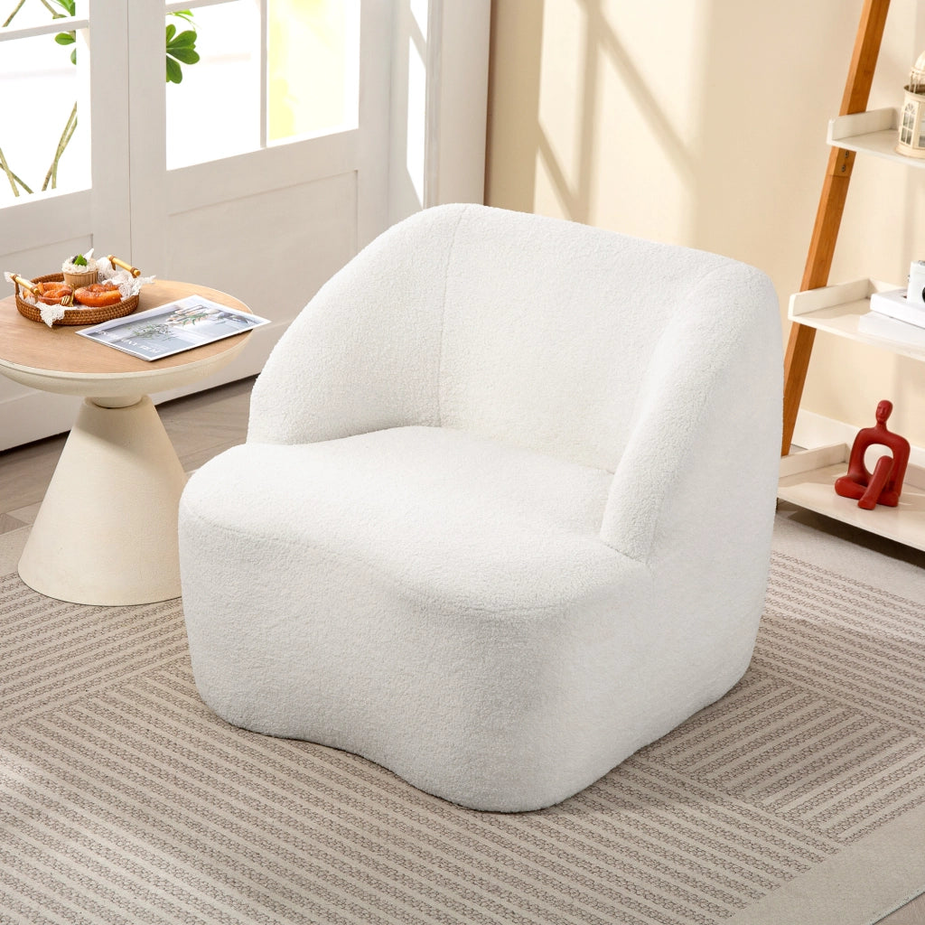 Poltrona Moderna con Rivestimento in Tessuto ¨C Minimal ¨C Cremewei?