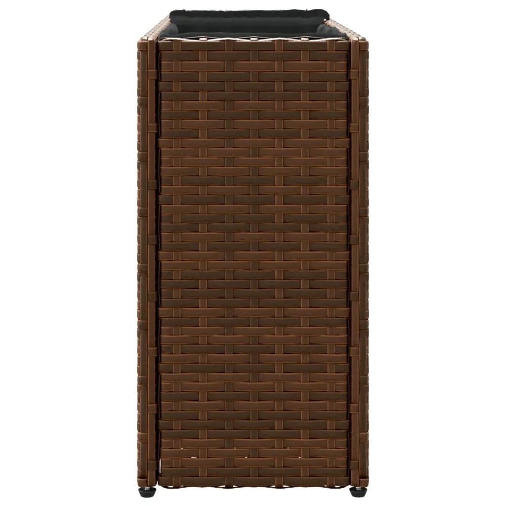 Fioriera con 2 Vasi Marrone 90x20x40 cm in Polyrattan 366408